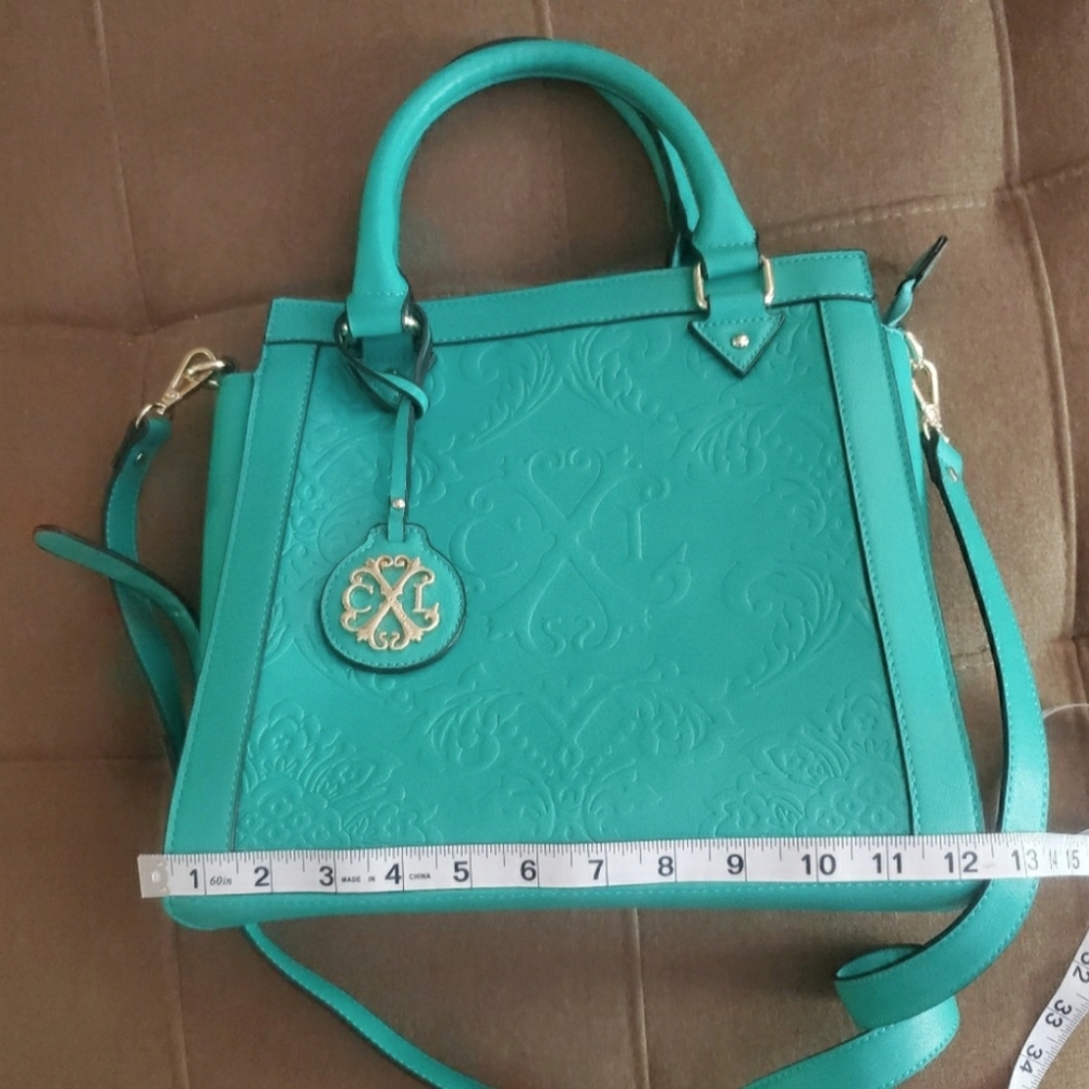 Stunning 💯 Christian Lacroix Teal Satchel - Picture 2 of 16